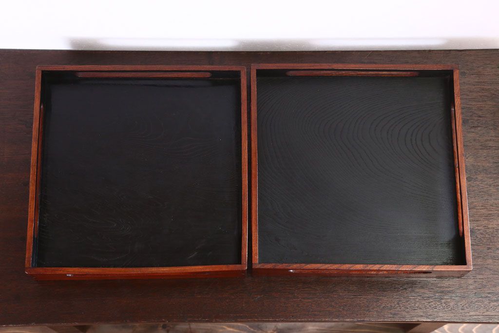 アンティーク雑貨　古民具・骨董　明治〜大正　欅材のお膳(盆)　2客セット(3)