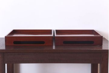 古民具・骨董　明治〜大正　欅材のお膳(盆)　2客セット(1)