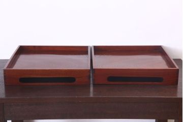 アンティーク雑貨　古民具・骨董　明治〜大正期　欅材のお膳(盆)　2客セット(3)