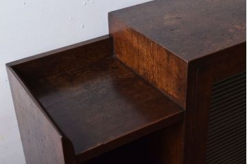 アンティーク家具　和製アンティーク　飾り棚・引き出し付き!モールガラス扉の収納棚(本箱)