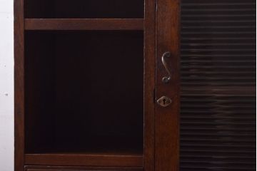 アンティーク家具　和製アンティーク　飾り棚・引き出し付き!モールガラス扉の収納棚(本箱)