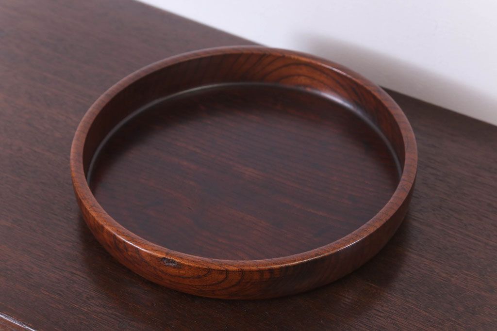 アンティーク雑貨　和製アンティーク　古い木製丸盆(1)