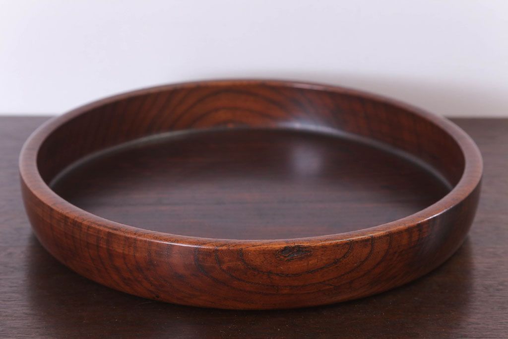 アンティーク雑貨　和製アンティーク　古い木製丸盆(1)