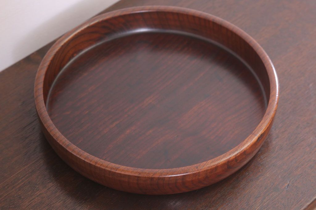 アンティーク雑貨　和製アンティーク　古い木製丸盆(1)
