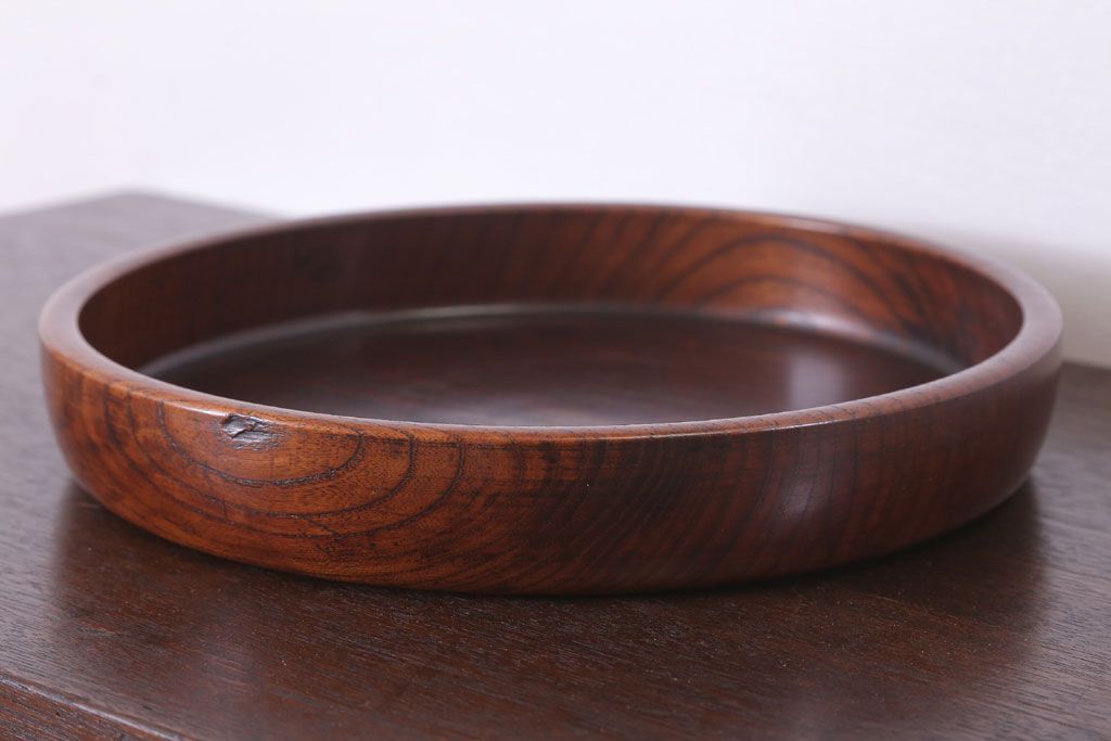 アンティーク雑貨　和製アンティーク　古い木製丸盆(1)