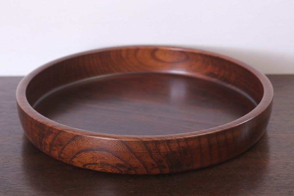 アンティーク雑貨　和製アンティーク　古い木製丸盆(1)