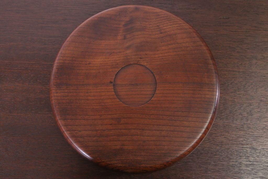 アンティーク雑貨　和製アンティーク　古い木製丸盆(1)
