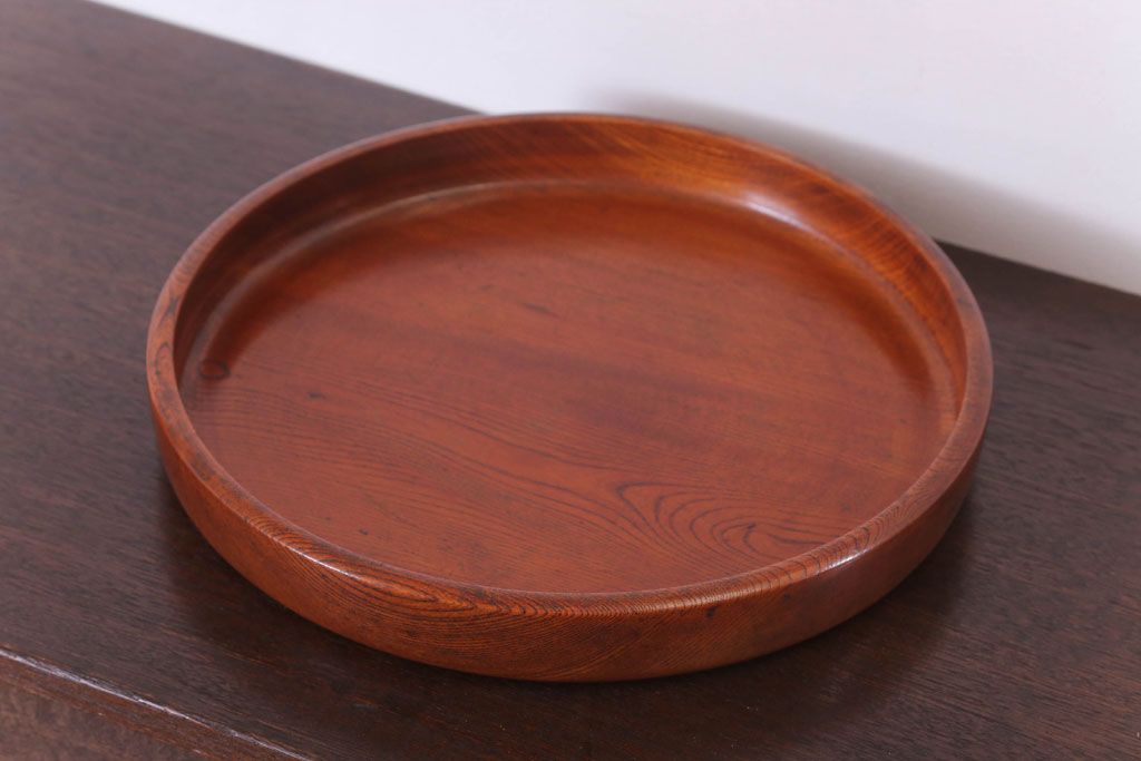 アンティーク雑貨　和製アンティーク　古い木製丸盆(2)