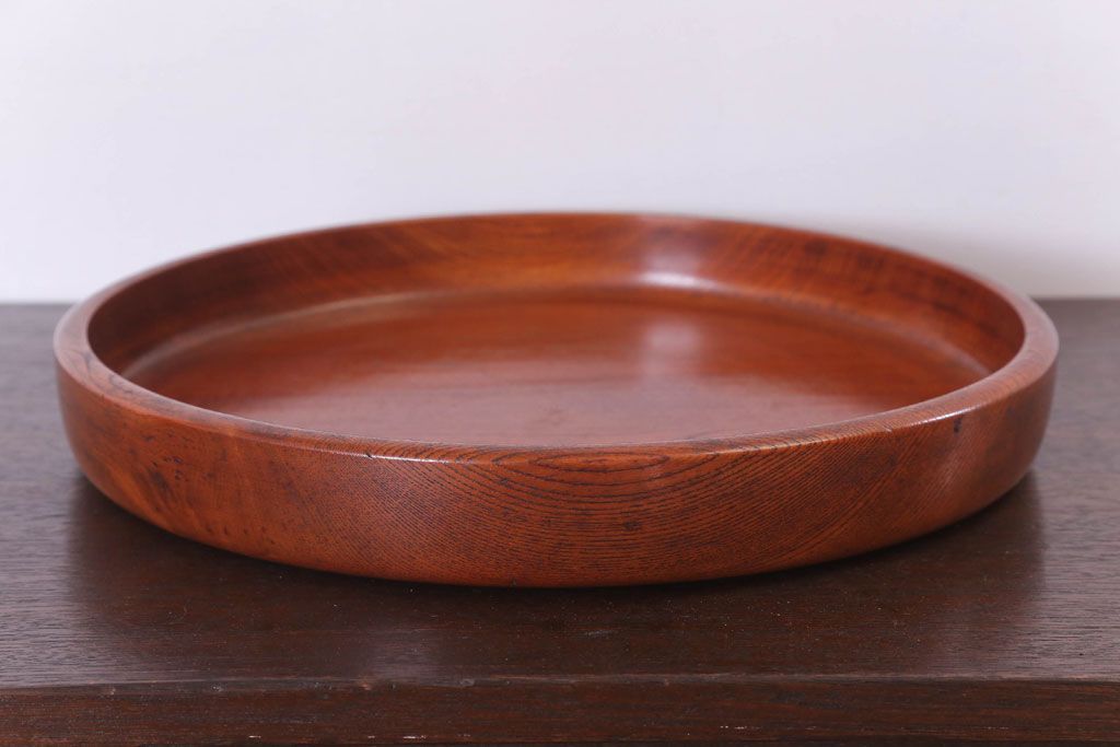 アンティーク雑貨　和製アンティーク　古い木製丸盆(2)