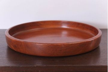 アンティーク雑貨　和製アンティーク　古い木製丸盆(2)