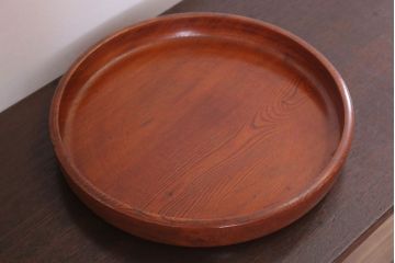 アンティーク雑貨　和製アンティーク　古い木製丸盆(2)
