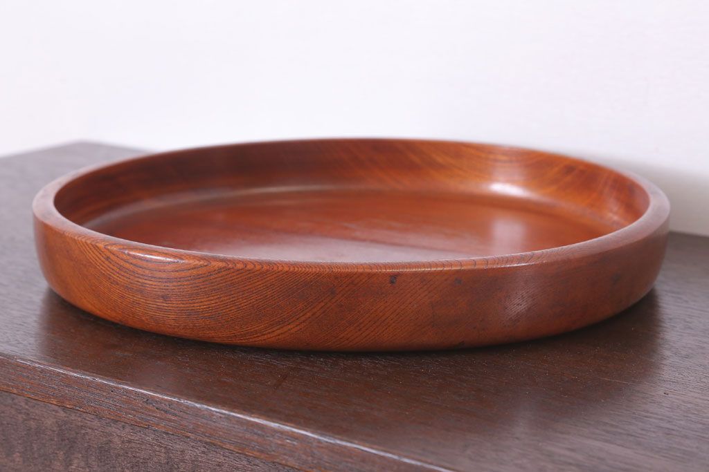 アンティーク雑貨　和製アンティーク　古い木製丸盆(2)