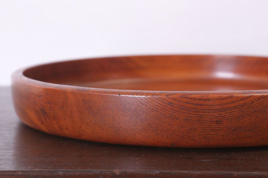 アンティーク雑貨　和製アンティーク　古い木製丸盆(2)