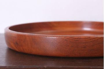 アンティーク雑貨　和製アンティーク　古い木製丸盆(2)