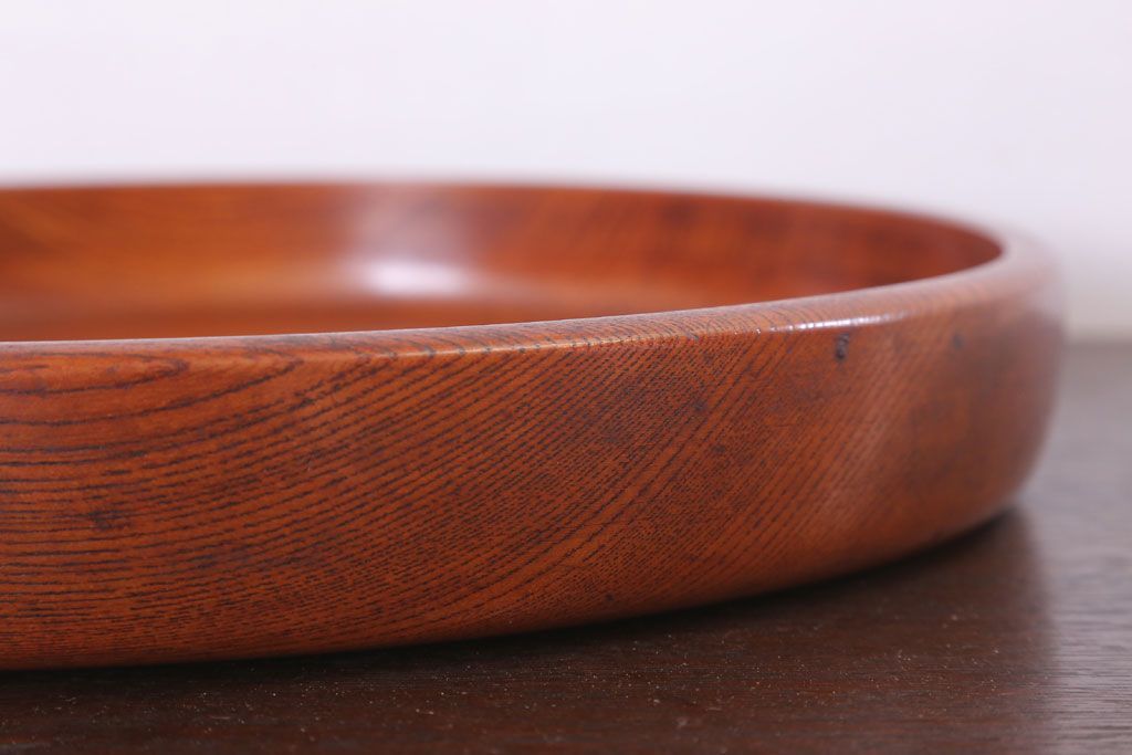アンティーク雑貨　和製アンティーク　古い木製丸盆(2)