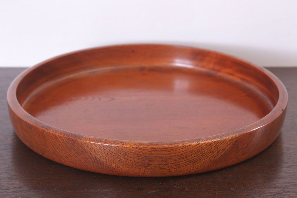 アンティーク雑貨　和製アンティーク　古い木製丸盆(2)