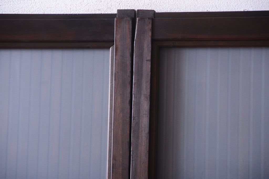 古民具・骨董　裏ガラス入り!アンティーク格子戸