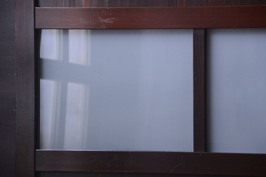 古民具・骨董　明治〜大正期　すりガラス帯の引き戸4枚セット(ガラス帯戸)