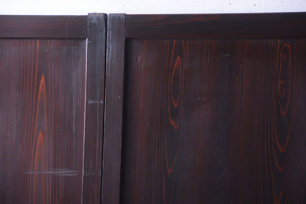 古民具・骨董　明治〜大正期　すりガラス帯の引き戸4枚セット(ガラス帯戸)