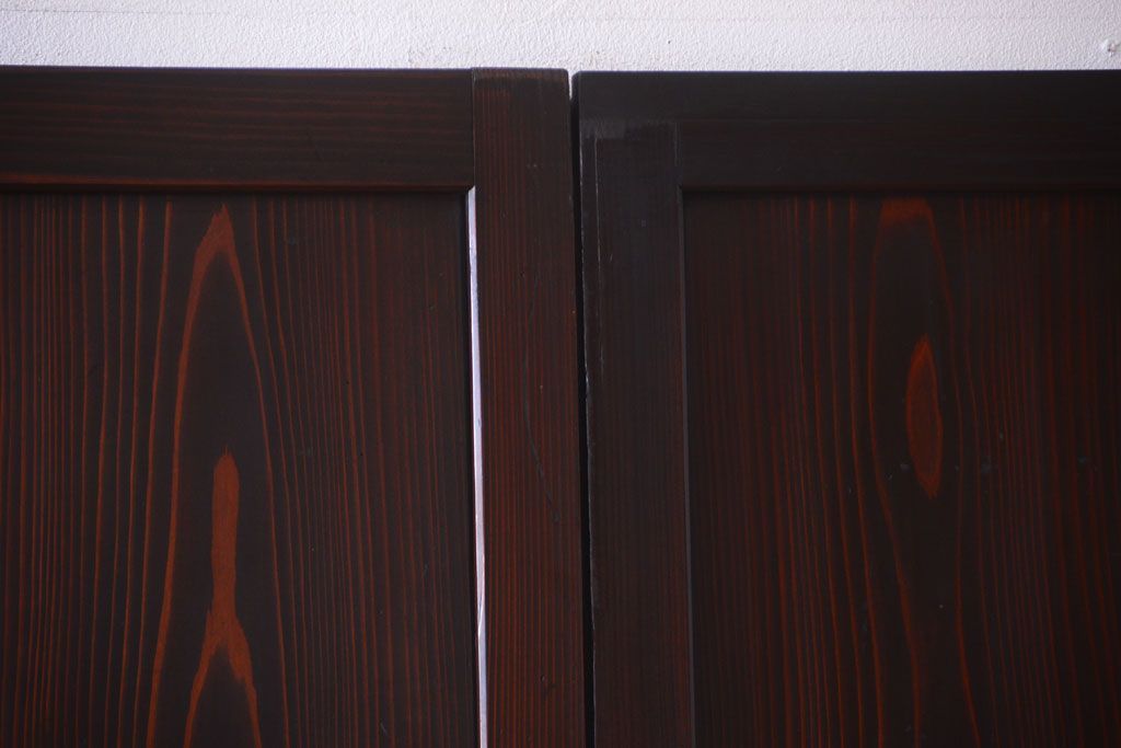 古民具・骨董　明治〜大正期　すりガラス帯の引き戸4枚セット(ガラス帯戸)