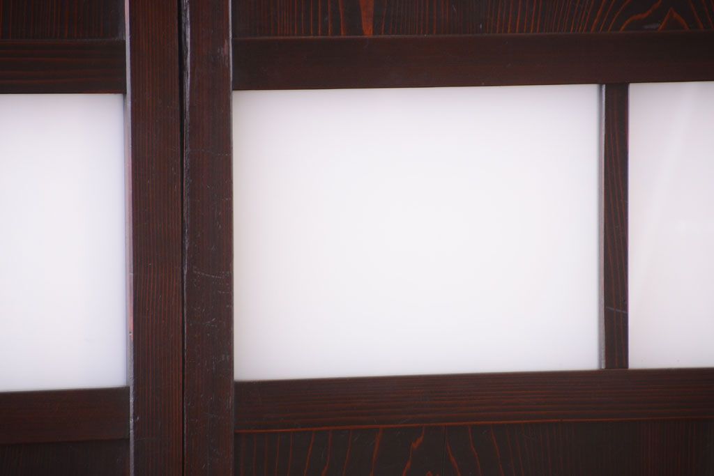 古民具・骨董　明治〜大正期　すりガラス帯の引き戸4枚セット(ガラス帯戸)