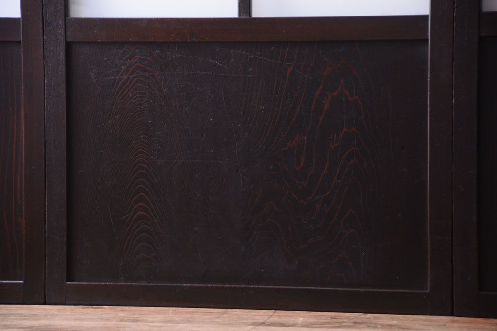 古民具・骨董　明治〜大正期　すりガラス帯の引き戸4枚セット(ガラス帯戸)