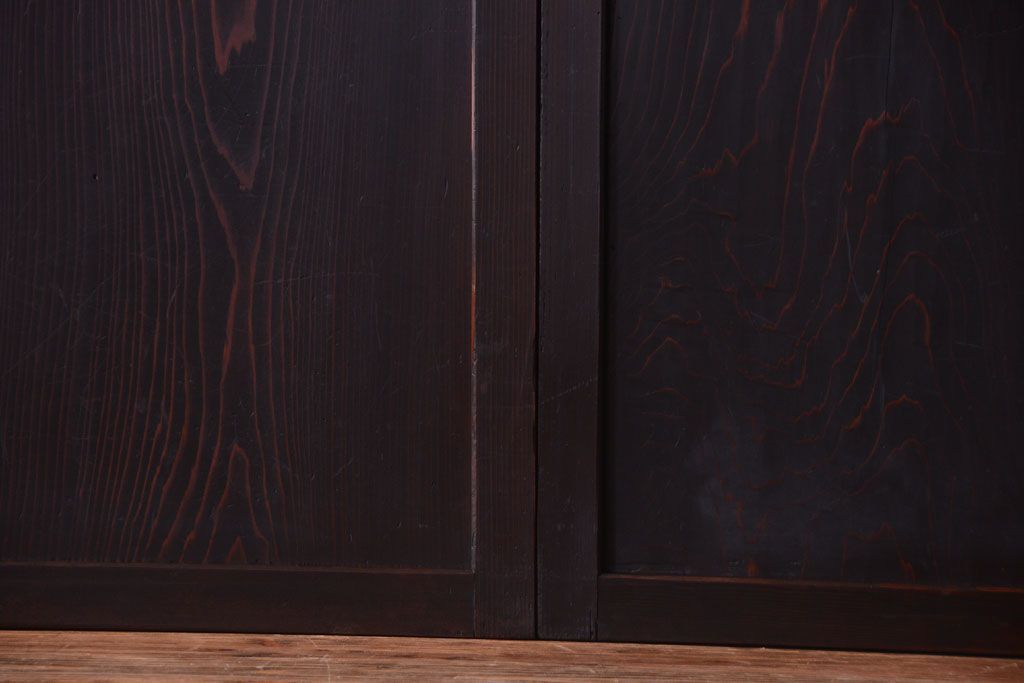 古民具・骨董　明治〜大正期　すりガラス帯の引き戸4枚セット(ガラス帯戸)