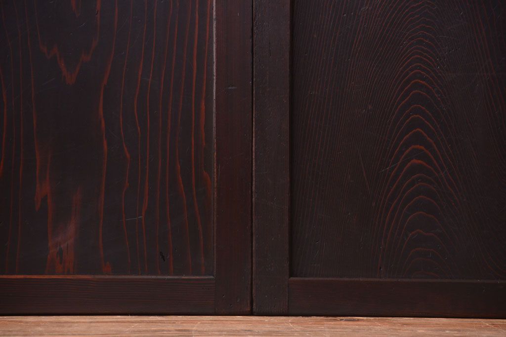 古民具・骨董　明治〜大正期　すりガラス帯の引き戸4枚セット(ガラス帯戸)