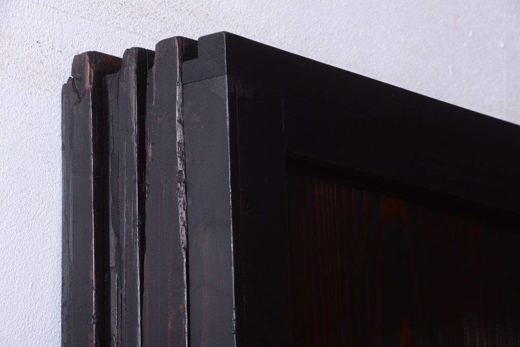 古民具・骨董　明治〜大正期　すりガラス帯の引き戸4枚セット(ガラス帯戸)