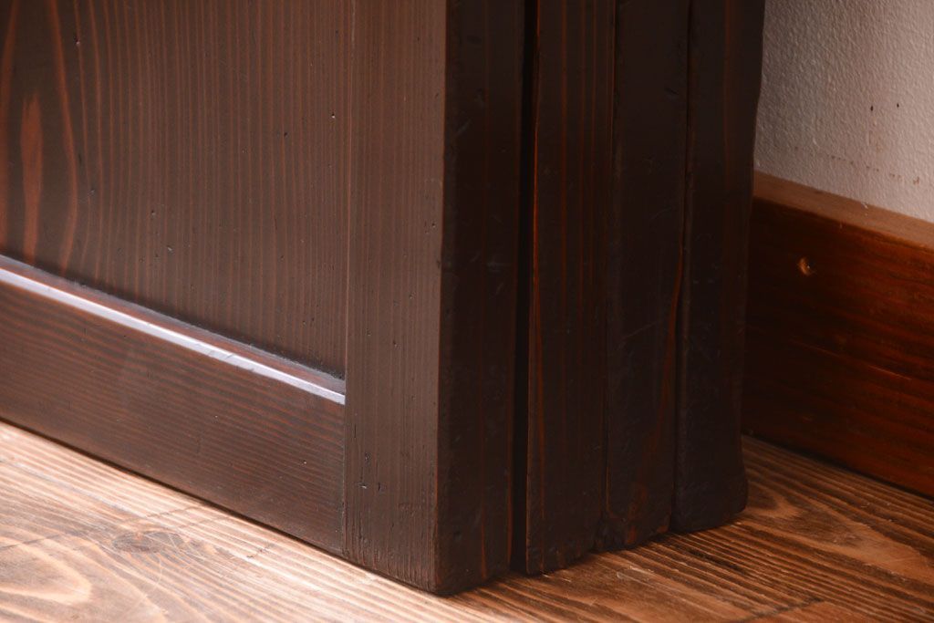 古民具・骨董　明治〜大正期　すりガラス帯の引き戸4枚セット(ガラス帯戸)