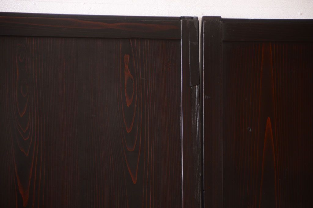 古民具・骨董　明治〜大正期　すりガラス帯の引き戸4枚セット(ガラス帯戸)