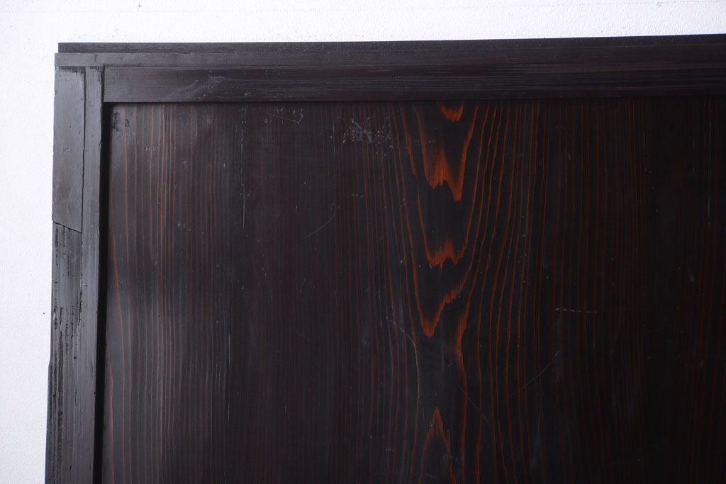 古民具・骨董　明治〜大正期　すりガラス帯の引き戸4枚セット(ガラス帯戸)