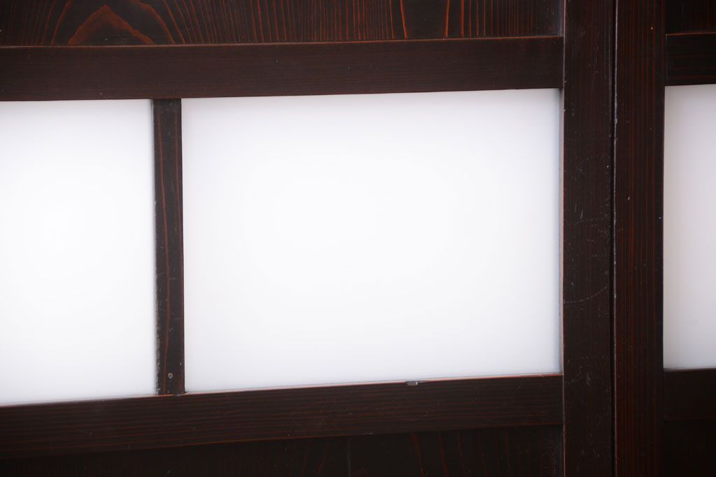 古民具・骨董　明治〜大正期　すりガラス帯の引き戸4枚セット(ガラス帯戸)