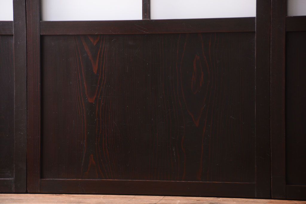 古民具・骨董　明治〜大正期　すりガラス帯の引き戸4枚セット(ガラス帯戸)