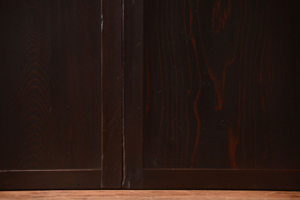 古民具・骨董　明治〜大正期　すりガラス帯の引き戸4枚セット(ガラス帯戸)