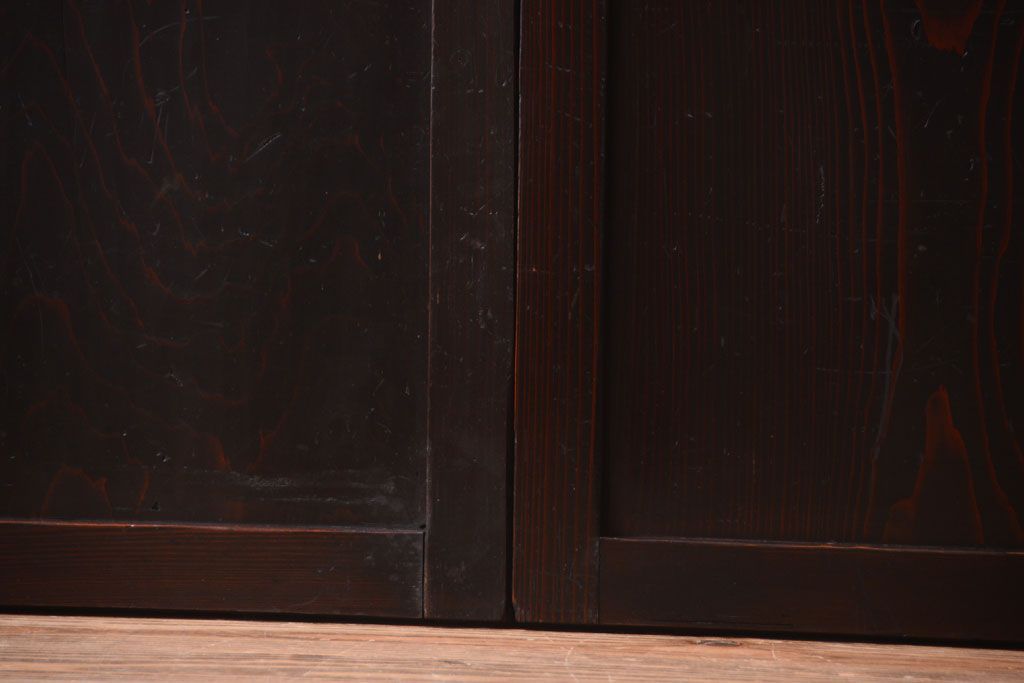 古民具・骨董　明治〜大正期　すりガラス帯の引き戸4枚セット(ガラス帯戸)