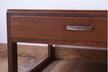 レトロ家具　昭和レトロ　古い木製のシンプルなアンティーク文机(片袖机)