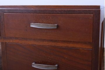 レトロ家具　昭和レトロ　古い木製のシンプルなアンティーク文机(片袖机)