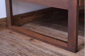 レトロ家具　昭和レトロ　古い木製のシンプルなアンティーク文机(片袖机)