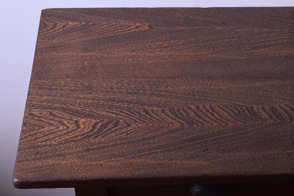 レトロ家具　昭和レトロ　古い木のシンプルな薄型平机(コンソールテーブル)