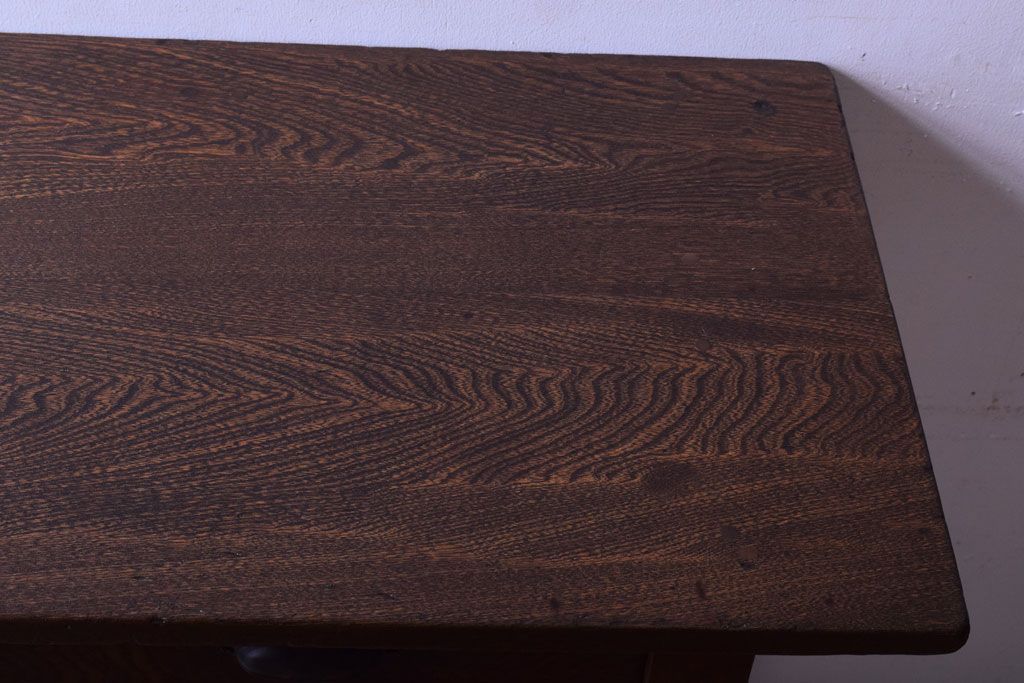 レトロ家具　昭和レトロ　古い木のシンプルな薄型平机(コンソールテーブル)