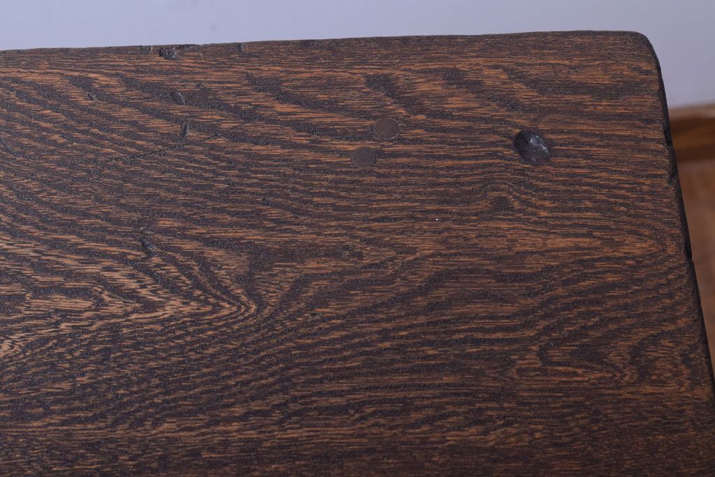 レトロ家具　昭和レトロ　古い木のシンプルな薄型平机(コンソールテーブル)