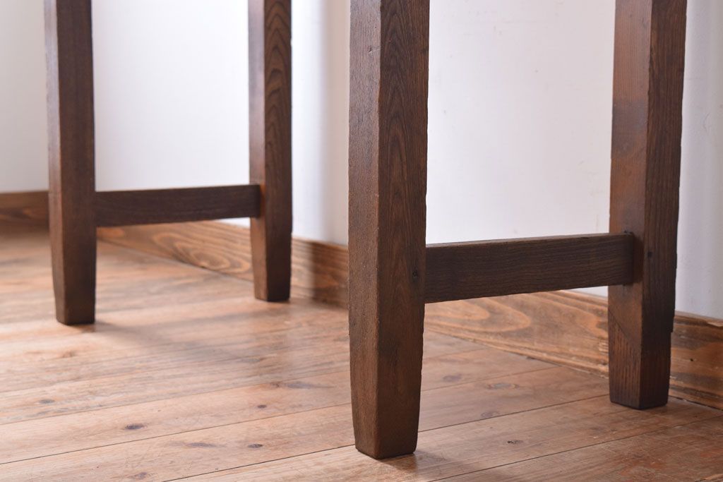 レトロ家具　昭和レトロ　古い木のシンプルな薄型平机(コンソールテーブル)