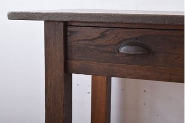 レトロ家具　昭和レトロ　古い木のシンプルな薄型平机(コンソールテーブル)