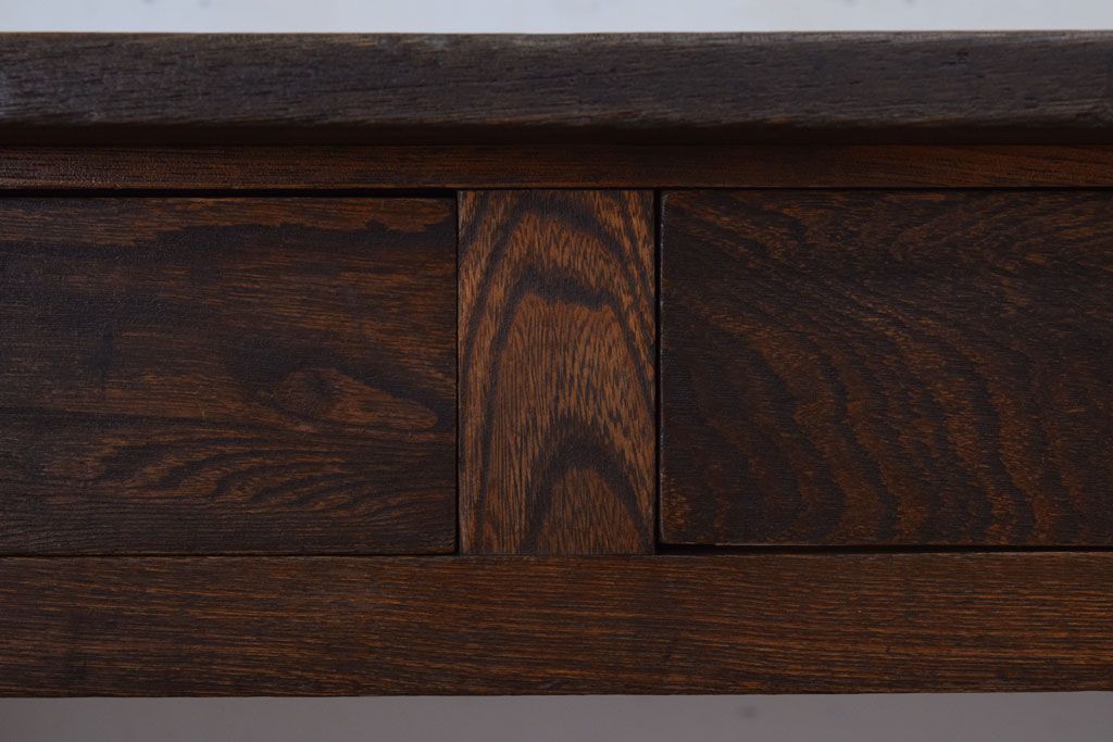 レトロ家具　昭和レトロ　古い木のシンプルな薄型平机(コンソールテーブル)