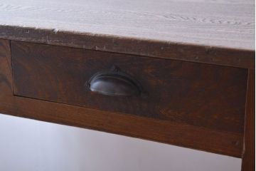 レトロ家具　昭和レトロ　古い木のシンプルな薄型平机(コンソールテーブル)