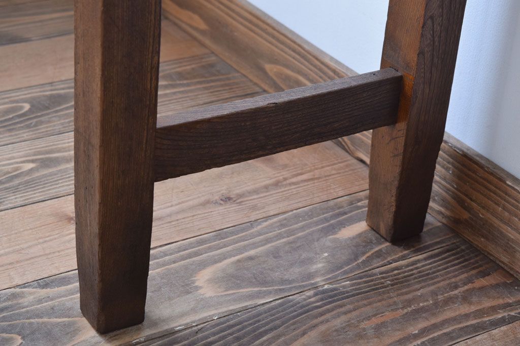 レトロ家具　昭和レトロ　古い木のシンプルな薄型平机(コンソールテーブル)