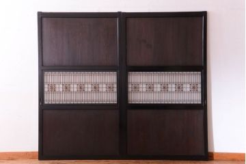 古民具・骨董　和製アンティークの上品な組子帯戸2枚セット