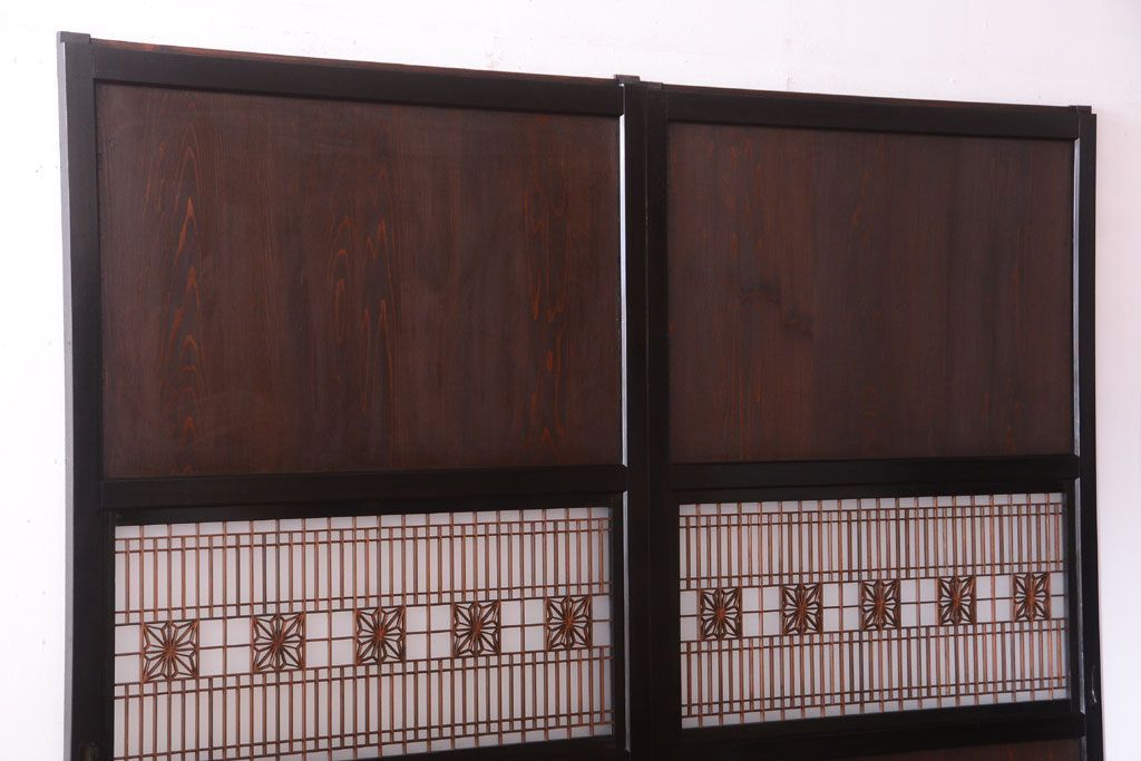 古民具・骨董　和製アンティークの上品な組子帯戸2枚セット