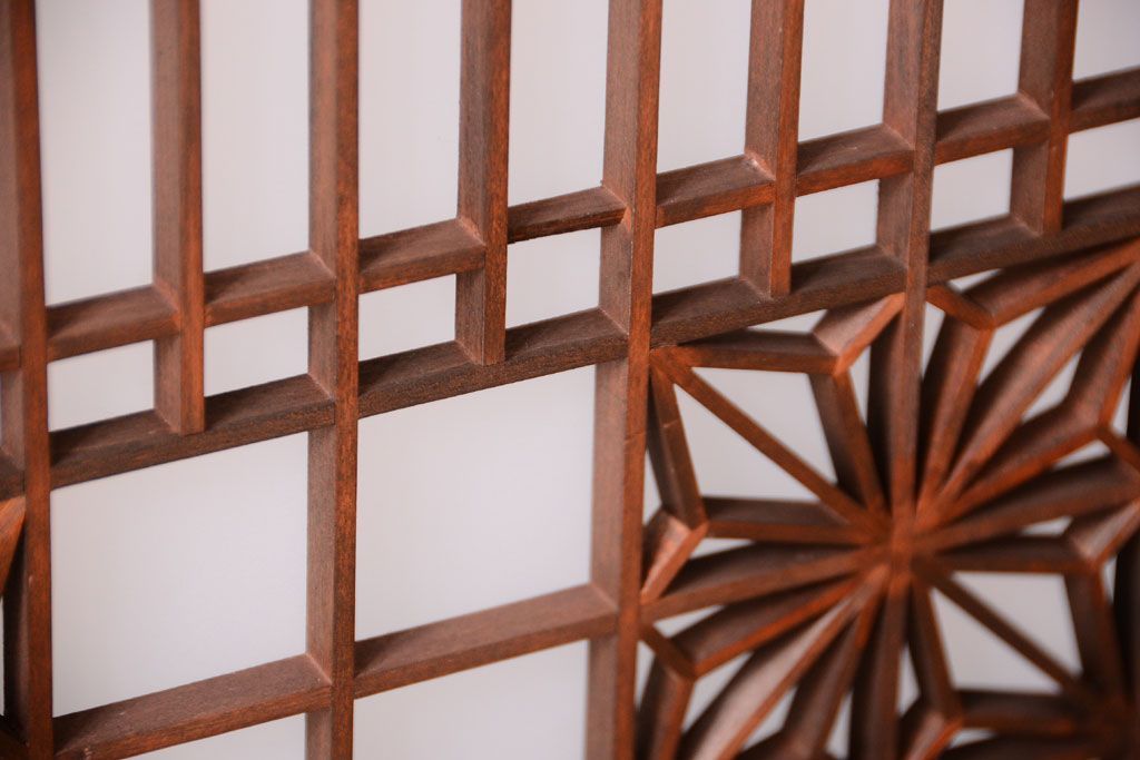 古民具・骨董　和製アンティークの上品な組子帯戸2枚セット